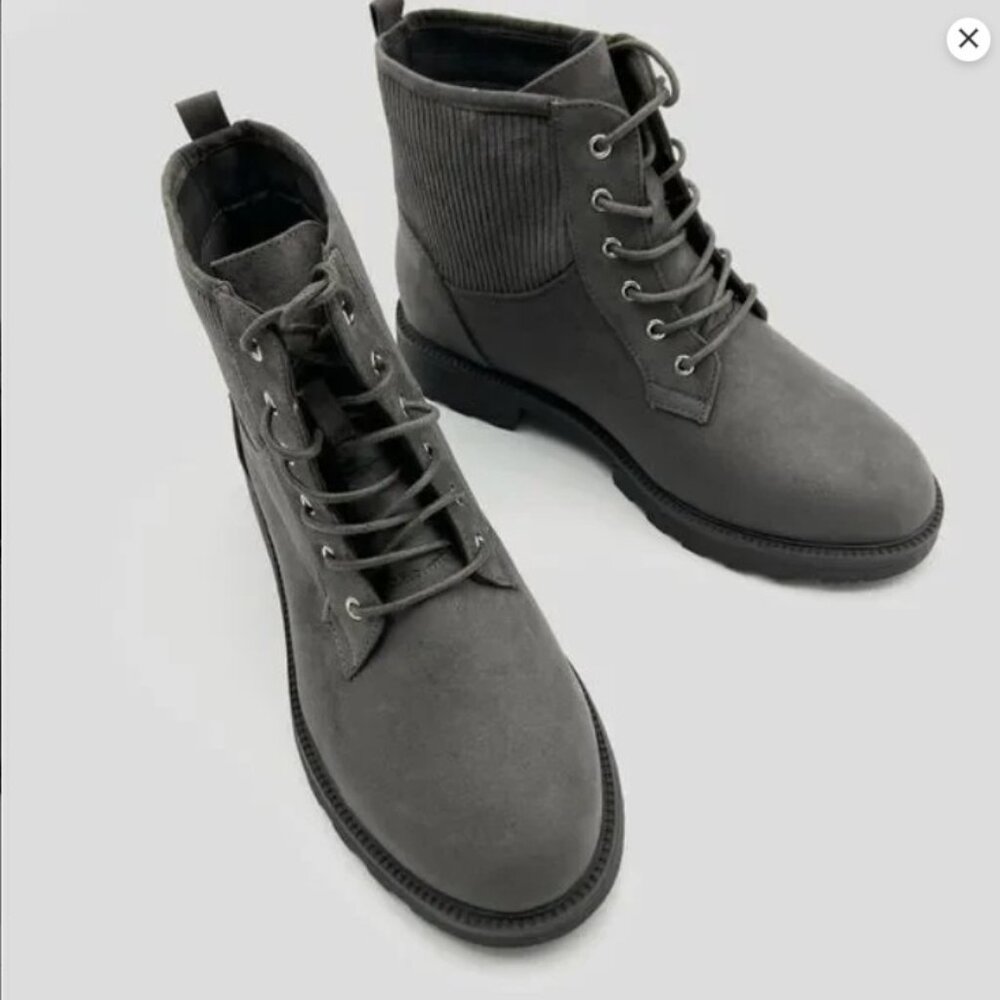 JustFab Demi Knit Lug Sole Combat Boots